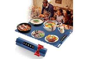 COBUY Food Warming Mat - Electric Warming Tray for Buffets Party, 3 Temp-Settings & Fast Heating, Premium Silicone Nano-Material, Roll Up Food Warmer Pad for Daily Use, Gatherings, Countertop (Navy Blue)