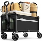 Collapsible Wagon Cart with Wheels, 330LBS for Grocery Shopping Camping | 110L Capacity Wagons Carts Foldable,330LBS Heavy Duty Wagon Carts, Lightweight Portable Utility Cart,All-Terrain Wheels