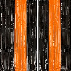 PIGETALE 2 Pack Black and Orange Tinsel Foil Fringe