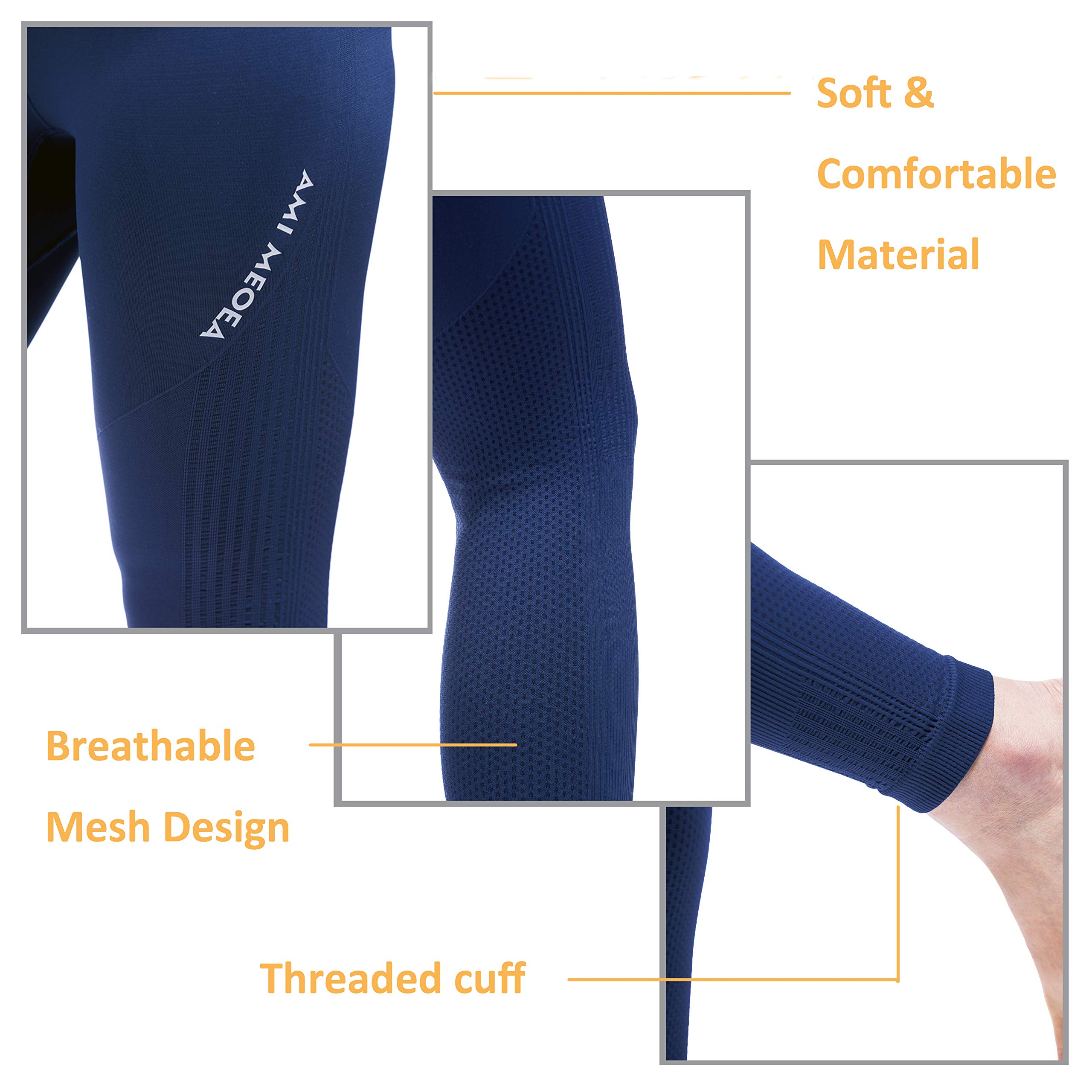 TINLUNG High Waist Yoga Pants with Tummy Control, Sport Women Leggings with Seamless Mesh Panels Butt Lifting Workout Leggings Blue L