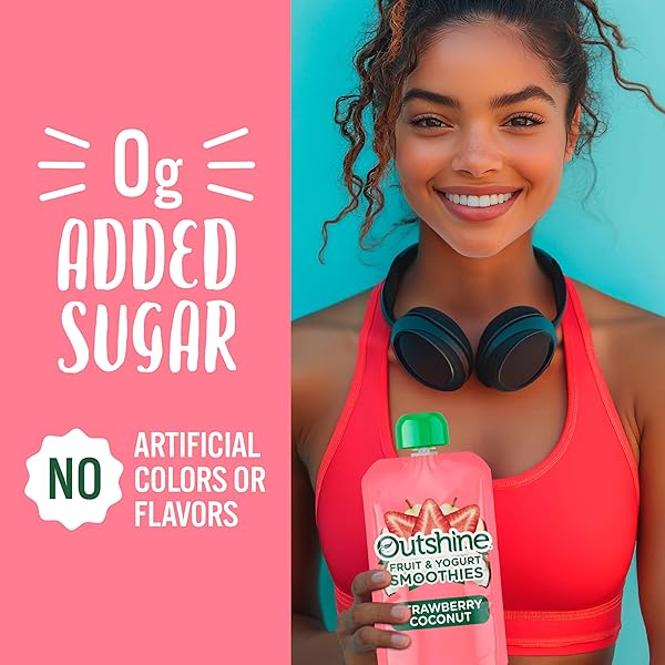 OUTSHINE FRUIT & YOGURT SMOOTHIE POUCHES, STRAWBERRY COCONUT, 3.5 OZ, PACK OF 4