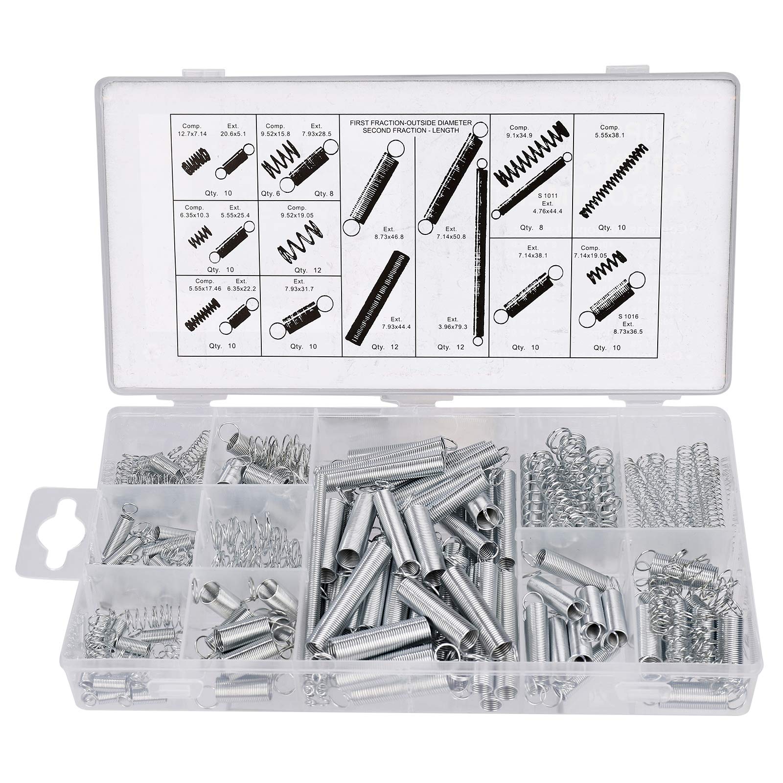 Spring Assorted Kit Compression and Extension Springs Galvanized Steel Spring Assortment Set with Storage Box 200 Pack