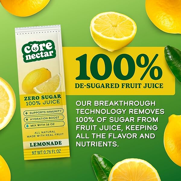 ZERO SUGAR LEMONADE JUICE PACKETS – 100% SUGAR FREE, NATURAL SWEETENED, DIABETIC, KETO & FASTING FRIENDLY – MADE WITH REAL FRUIT & CLEAN INGREDIENTS – ALL SUGAR REMOVED NATURAL BEVERAGE JUICE -10 STICKS