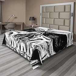 Ambesonne Halloween Flat Sheet, Gothic Dead Skull
