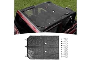 RT-TCZ for Jeep JK Sunshade Mesh Shade Top Cover Provides Roof UV Sun Protection for Jeep Wrangler JK 2 Door 2007-2017,Standard Style