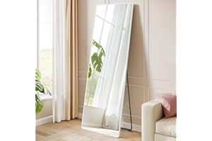 SONGMICS Full Length Mirror, 63 x 19.7 Inches, Rectangular Full Body Mirror with Stand, Aluminium Alloy Frame Floor Mirror, T