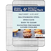 Ultra Cuisine Oven-Safe, Dishwasher-Safe 100% Stainless Steel Cooling and Baking Rack Set, Heavy Duty Tight-Wire Cooling Rack