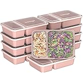 Bentgo Prep - 20-Piece 2-Compartment Reusable Meal Prep Containers with Lids, PFAS & BPA Free Materials, Durable, Microwave, Freezer, & Dishwasher Safe To Go Food Storage (Sweet Pea Glitter)