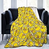 Perinsto Cute Rubber Duck Throw Blanket Ultra Soft Warm All Season Yellow Cartoon Ducks Decorative Fleece Blankets for Bed Chair Car Sofa Couch Bedroom 50"X40"