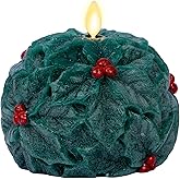 Luminara - Flameless Holiday Crystal Beads Glitter Sphere Candle - Chalky Green - Pack of 1-4x4.25 - Auto Timer Built-in 5-Hour Timer Indoor Use