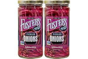 FOSTER'S SINCE 1984 Foster's Pickled Red Onions in a Jar, 16oz, 2 Pack, Traditional Vegetables Recipe for over 40 years, Low Calorie Snack Chopped Onion, Gluten Free, Fat and Preservative Free Red Onion
