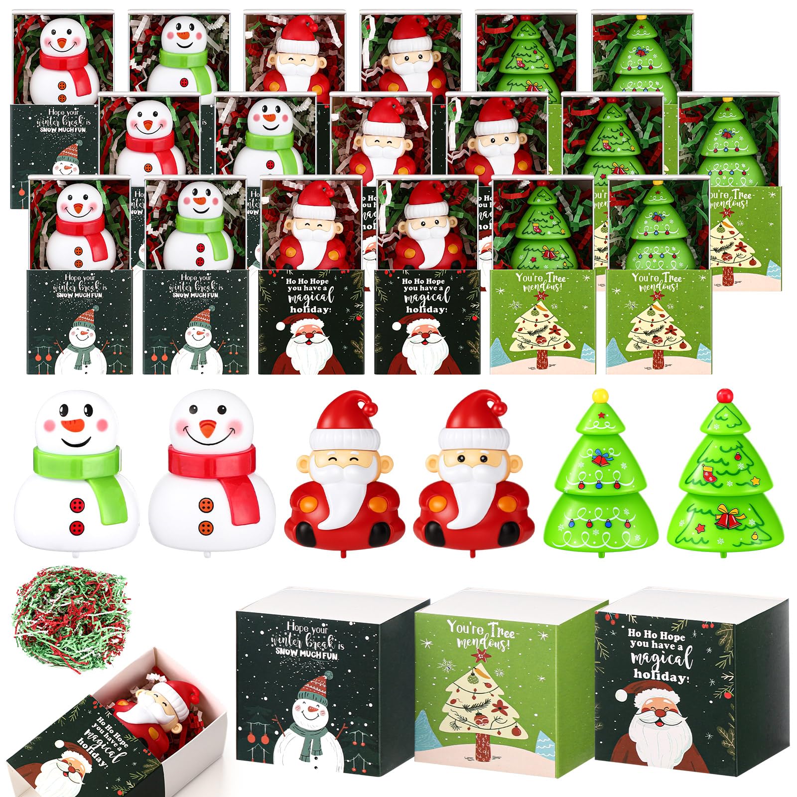 Photo 1 of Soulchen 60 Sets Small Mini Christmas Positive Gifts for Coworkers Employee Bulk Xmas Pull Back Cars Toys Office Thank You Support Boxes Christmas Holiday Party Favors (Classic)