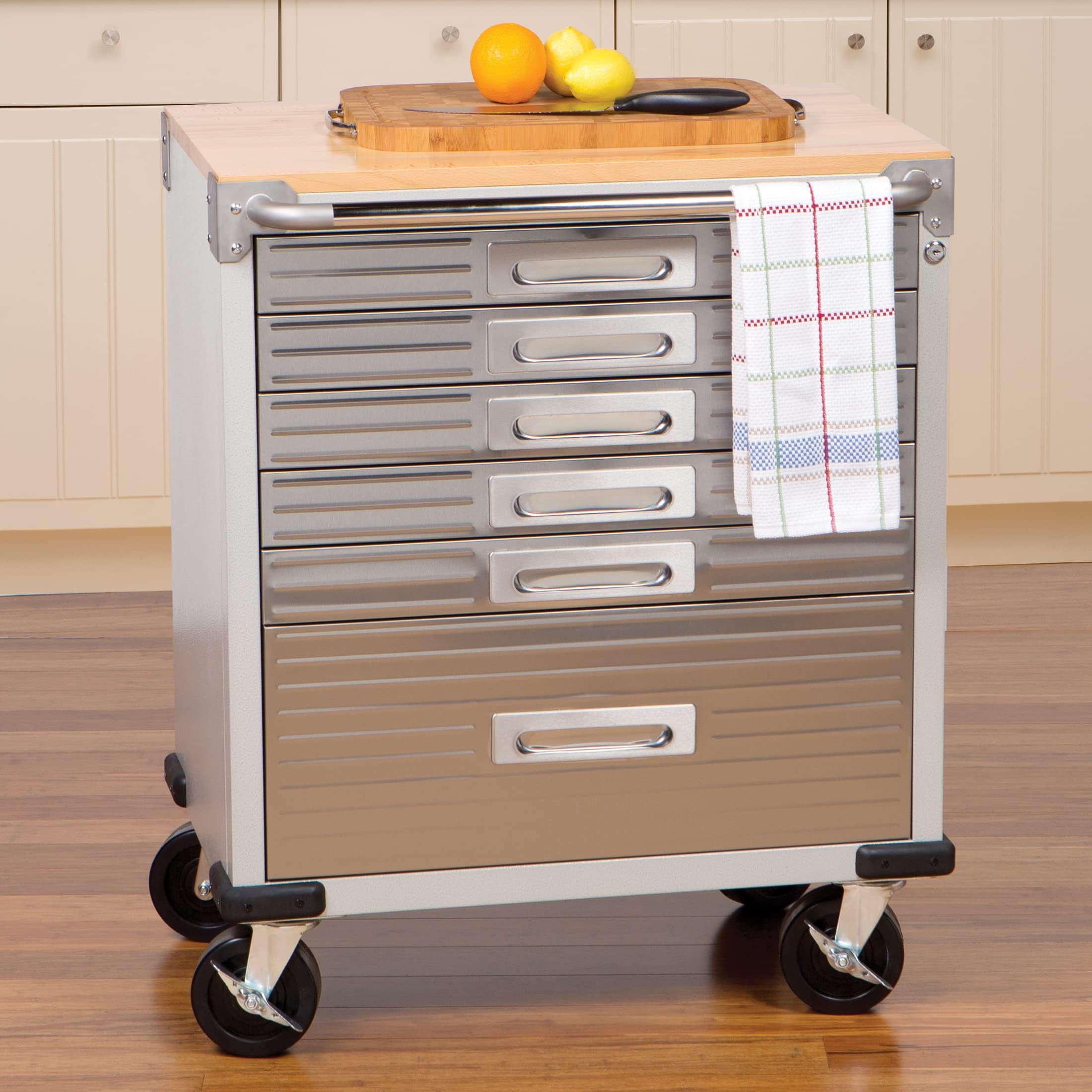 Seville Classics Rolling Lockable Storage, 6Drawer (28" W X 18