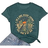 TAOHONG Adventure Shirts Women Retro Desert Highway T-Shirt Funny Western Graphic Tee Casual Short Sleeve Tee Tops