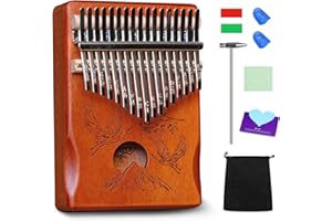 LYDESY Kalimba 17 Keys Thumb Piano for Beginners – Easy to Learn Solid Wood Mbira Instrument with Tuning Hammer & Gift Bag, Perfect Holiday & Christmas Gift for Adults & Kids Classic Brown