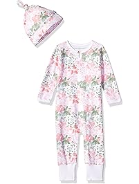 Burt's Bees Baby - Unisex Baby Romper and Hat Set, One Piece Jumpsuit and Beanie Set, 100% Organic Cotton