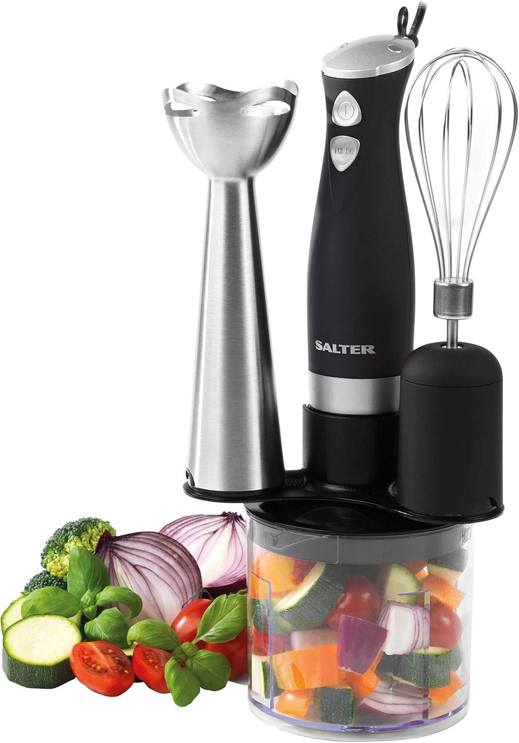 Salter EK2827RV2 3in1 Chopper, Whisk and Blender Set with 500 ml Chopping Bowl, 350 W, Black
