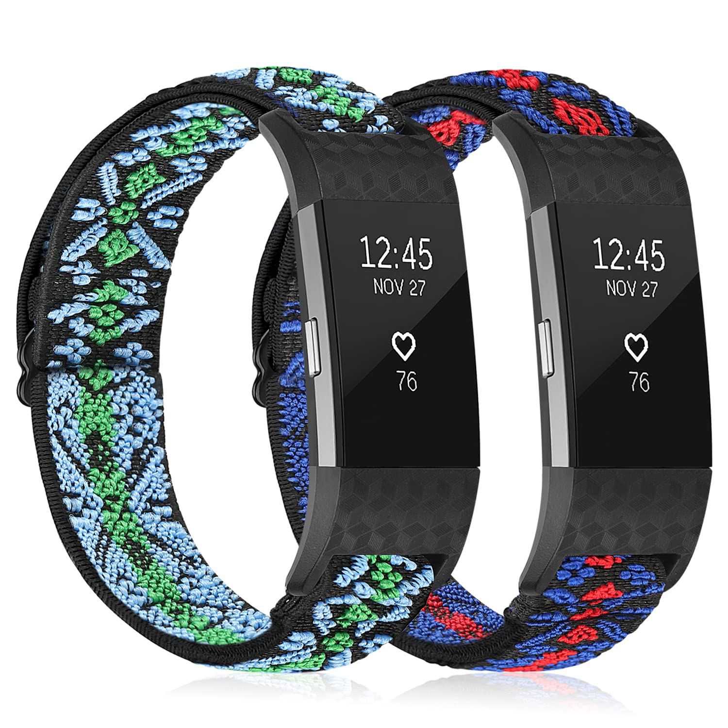 TumpCez Elastic Strap Only Compatible with Fitbit Charge 2 Strap，Adjustable Stretchy Nylon Sports Replacement Band for Men Women
