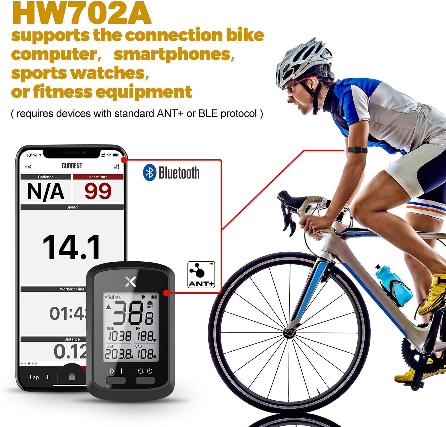 CooSpo Heart Rate Monitor Armband with Bluetooth & ANT+, Waterproof