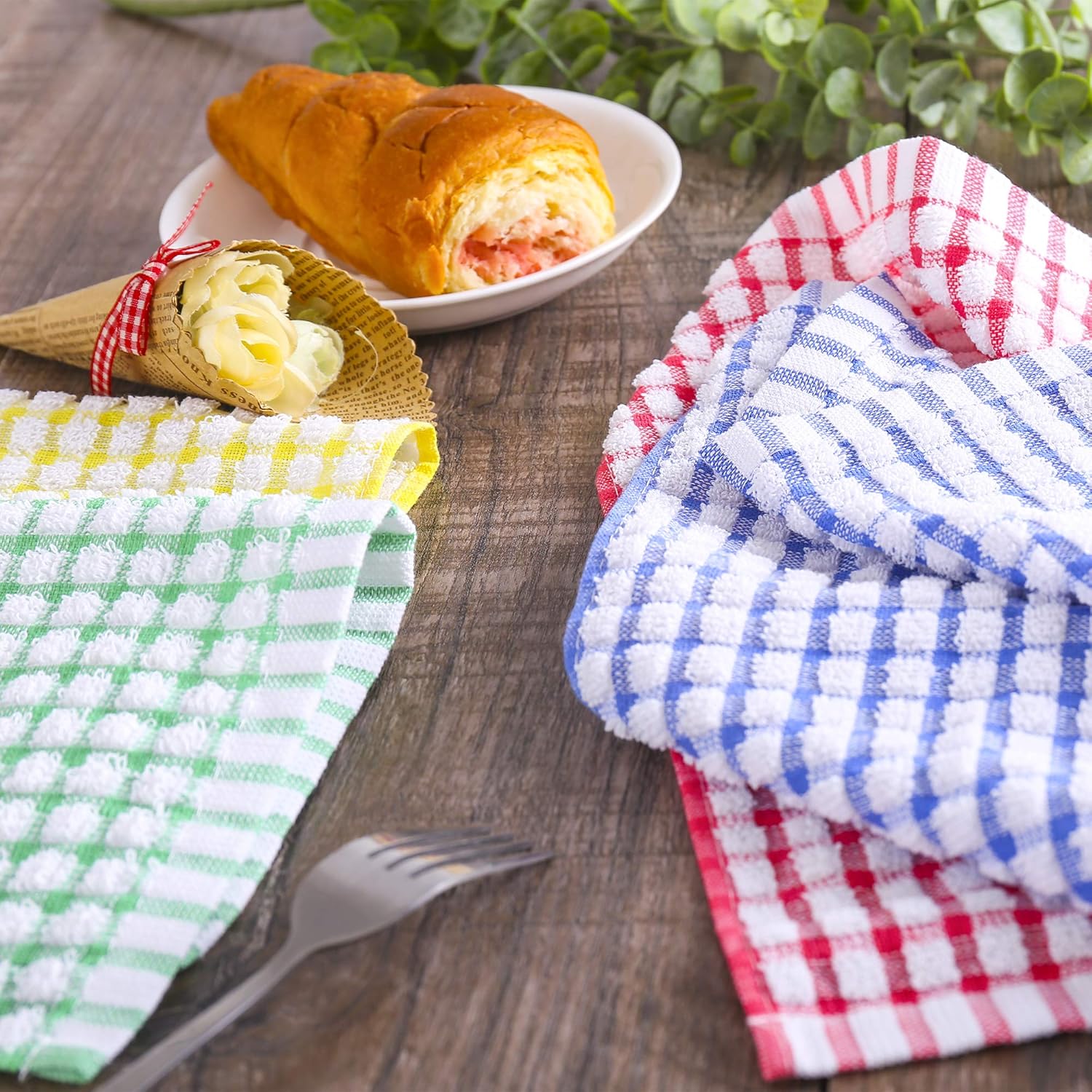 Kitchen Dishcloths 12pcs 11x12 Inches Bulk Cotton Kitchen Dish Cloths Scrubbing Wash Cloths Sets (Mix color): Home & Kitchen