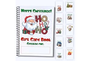 Featherstone Motifs Christmas Gift Card Book 5x7 inches with Stickers, Protective PVC Cover, and 20 Double Sided Sticky Dots - 8 Different Cover Design Options (Santa Ho Ho Ho)