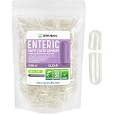 XPRS Nutra Size 0 Empty Capsules - 100 Count Clear Enteric Coated Empty Gelatin Capsules - Delayed Release Pills - DIY Capsule Filling - Pure Bovine Empty Enteric Gel Caps