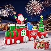 10FT Christmas Inflatable Train with Santa Claus, Gift Boxes, Christmas Trees, Built-in Lights, 2026 Yard Decor Giant Blow Up Santa Train, Lovely Holiday Winter Decor for Party Garden Lawn