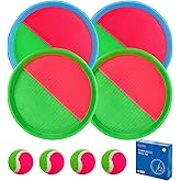 Mxiutery Toss and Catch Game Set,Ball Catch Set, Outdoor Beach Games for Playground Balls Summer Toy for Ages 4-8, Outside for Kids Boys Girl 4 Mitts & 4 Balls