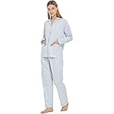 amaxer Women's 100% Cotton Pajama Set Short/Long Sleeved Pants/Shorts Soft Button PJs Elastic Drawstring Waist Sleepwear