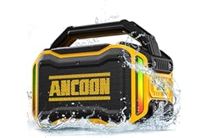 ANCOON Speakers Bluetooth Wireless: 80W(Peak) Loud Speaker with Bass, 20H Playtime, IPX6 Waterproof, Large Jobsite Speakers for Work, Outdoor, Workshop, Garage, Portable Speaker with Subwoofer&TWS