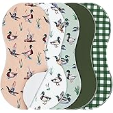 SmoothNovelty 5 Pack Mallard Duck Pattern Baby Burp Cloths Soft Absorbent Burping Rags for Newborns 19"x9" Spit up Cloths for Boy Girl Newborn Baby Shower Registry Gifts Set Nursery Decor