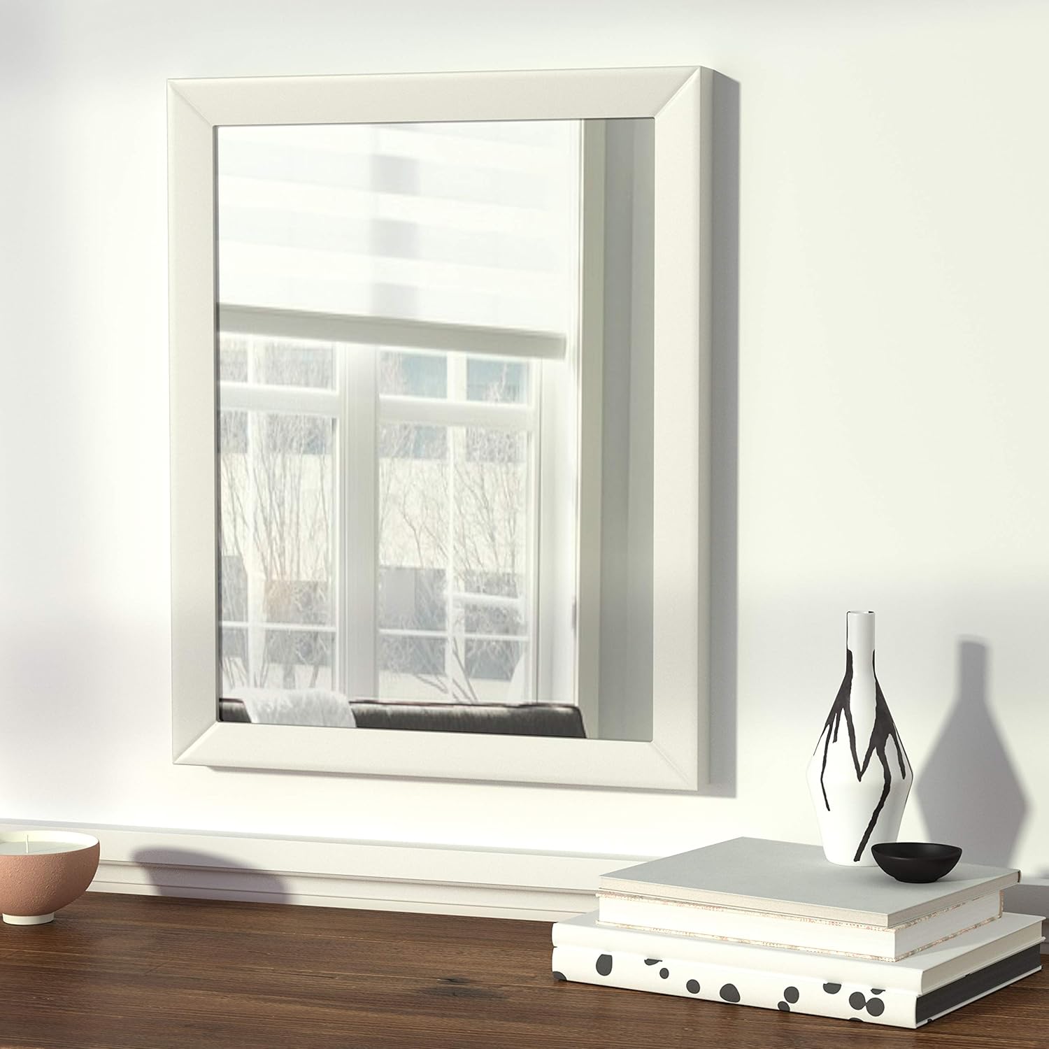 Basics Rectangular Wall Mirror 16" x 20" - Standard Trim, White: Home & Kitchen