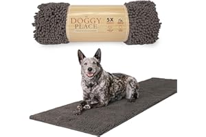 My Doggy Place Microfiber Dog Mat for Muddy Paws, 8' x 2' Ash - Non-Slip, Absorbent and Quick-Drying Dog Paw Cleaning Mat, Washer and Dryer Safe - Hallway Runner