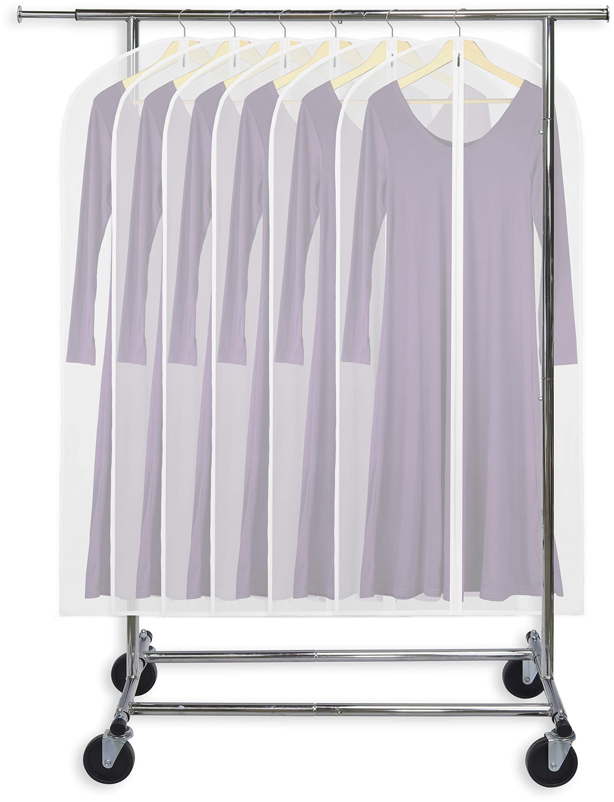 Simple Houseware 50-Inch Translucent Garment Bags with Zipper for Suits, Dresses, Costumes, Uniforms - 6 Pack