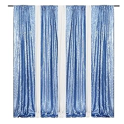Poise3EHome Baby Blue Sequin Backdrop Curtain, 2