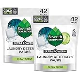 Seventh Generation Laundry Detergent Packs, Ultra Power+, Clean Scent, EPA Safer Choice Certified, 84 Loads (2 pouches, 42 Ct EA)