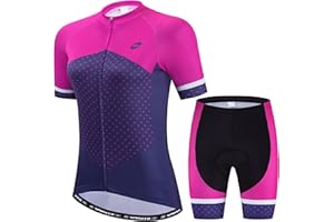 sponeed Women Bike Clothes Fashion Cycling Jersey and Shorts Set 3D Gel Short Sleeve