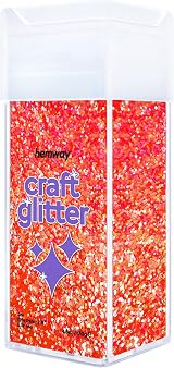 Hemway Glitter Shaker Fluorescent Peach Orange Extra Chunky 130g