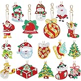 Yaomiao 17 Pieces Double Sided Diamond Art Christmas Ornaments Christmas Keychains Diamond Art Kit for Adult DIY 5d Painting Round Drill Key Chain Xmas Crystal Rhinestone Arts Craft Keychain Supplies