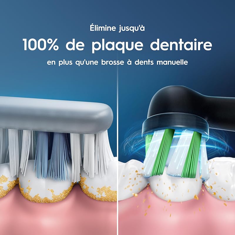 Brosse à Dents Electrique Pro 1 avec Brossette de Rechange, Noire