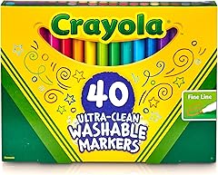 Crayola Ultra Clean Fine Line Washable Markers (40ct), Colored Markers for Kids, Fine Tip, Coloring Book Art Supplies, Gifts 