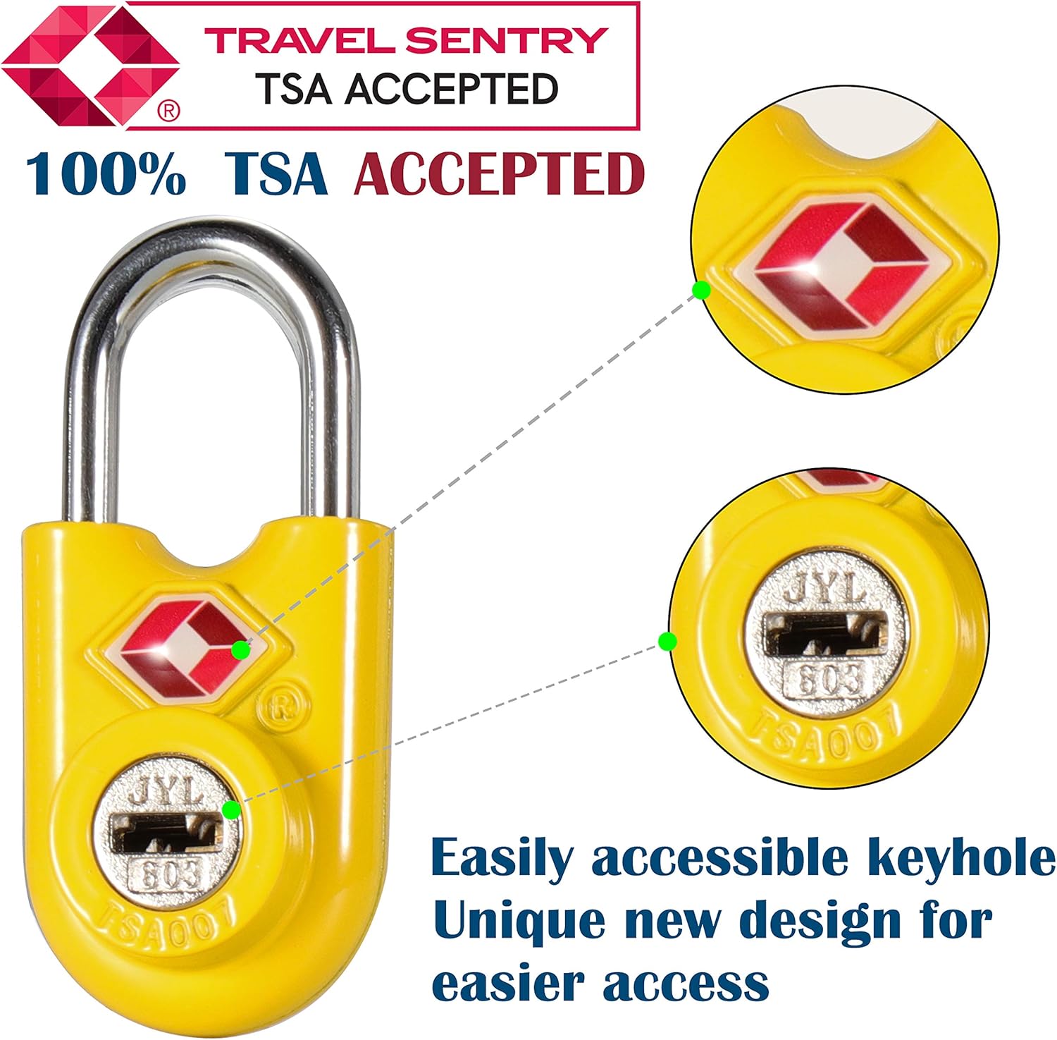  | TSA Compatible Travel Luggage Locks, Alloy body with Steel Shackle, Keyed Lock (YELLOW 2 PACK) … | Luggage Locks