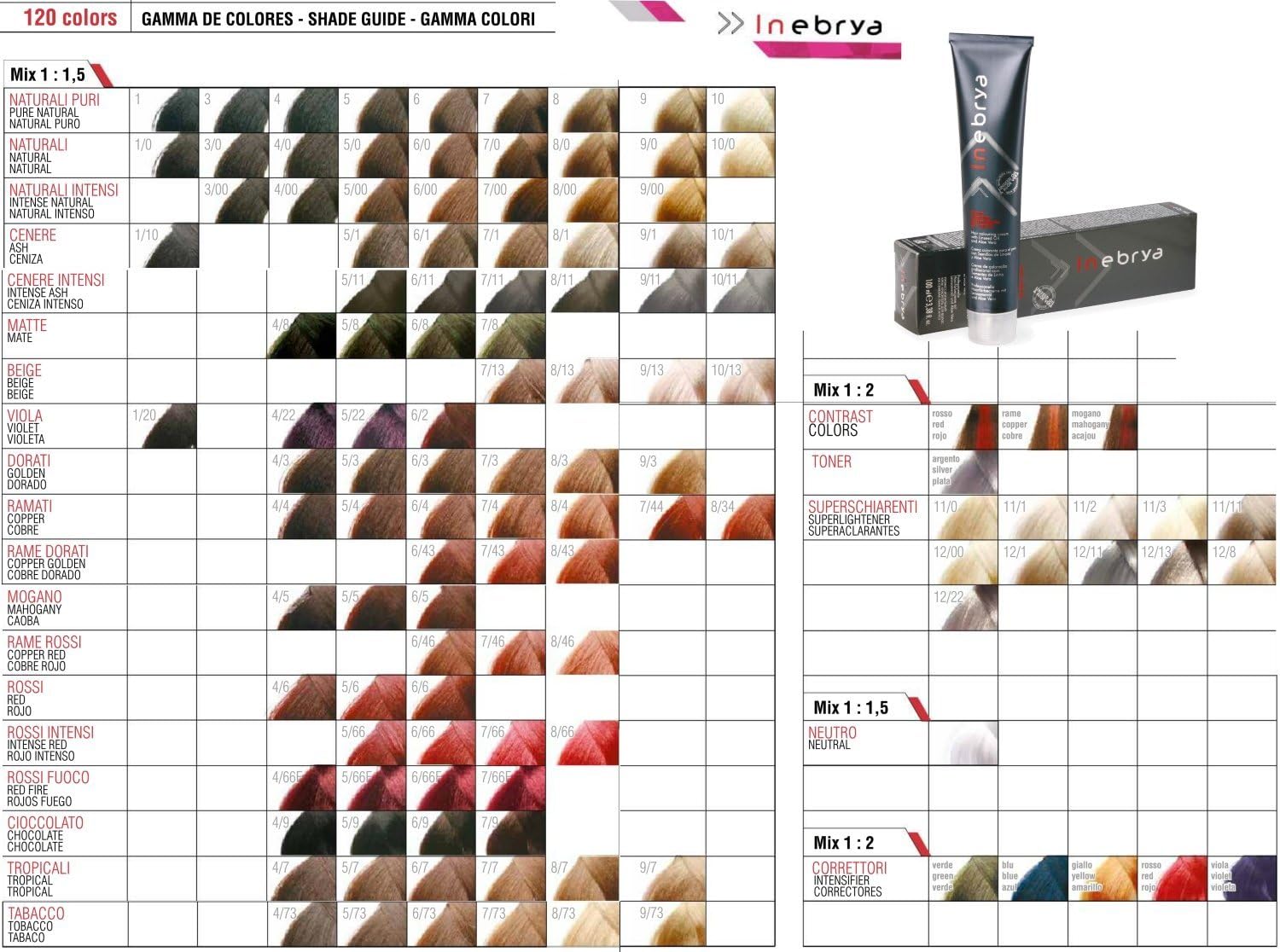 Carta colores tinte Todos los tintes online