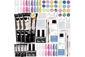 Morovan Poly Gel Nail Kit: 1 OZ Poly Nail Gel Kit 4 Colors Large Capactiy Poly Nail Extension Gel Kit - All In One Poly Gel Kits for Beginner with Everything DIY at Home