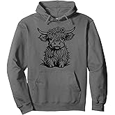 Highland Cow Cute Design for Women Western Fashion Country Pullover Hoodie
