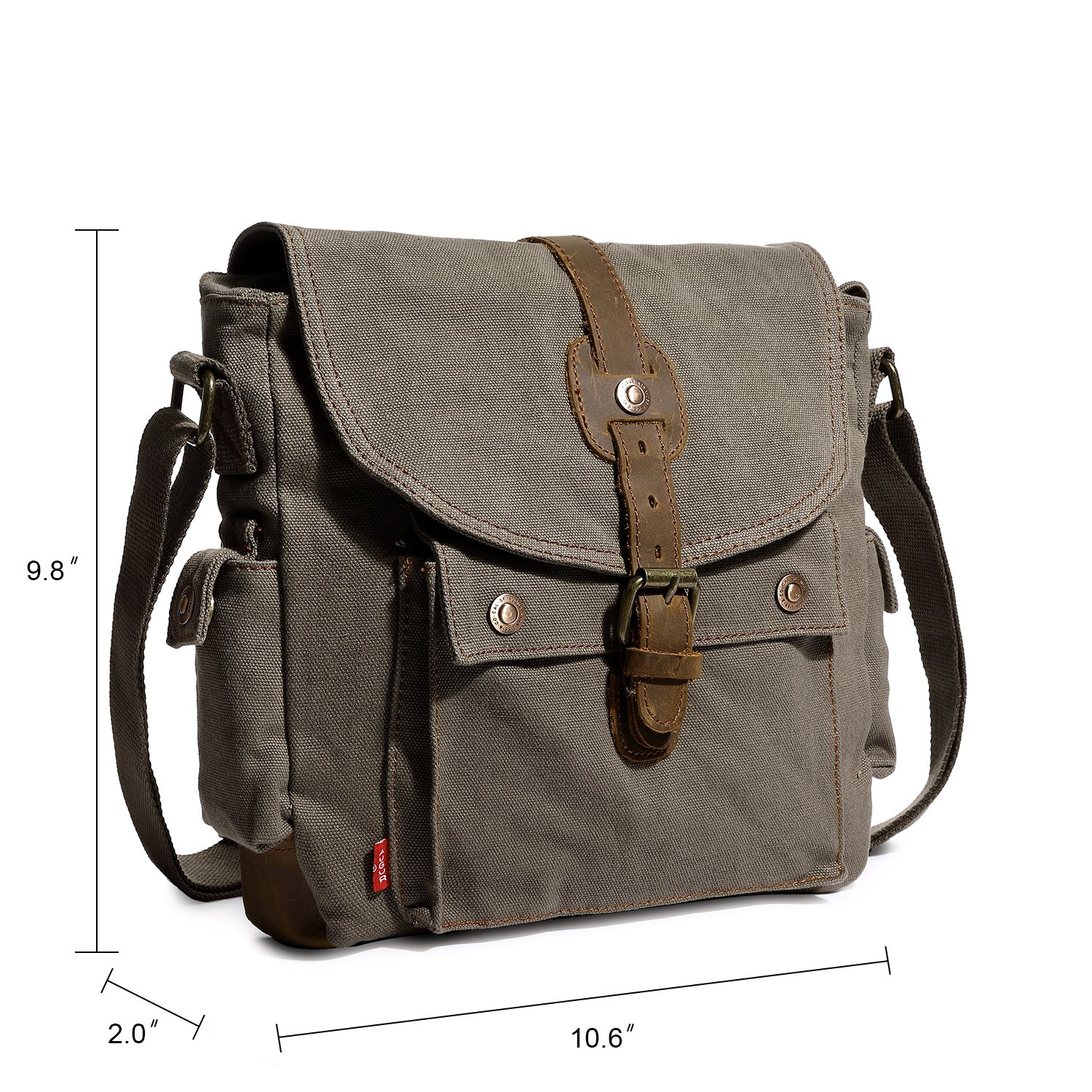 Mupack Vintage Canvas Messenger Bag Men Leather Shoulder Satchel Shoulder Bookbag Working Bag (Khaki)
