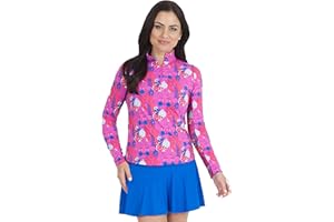 IBKUL Women’s Sun Protective UPF50+ Icefil Cooling Nadia Print Long Sleeve Mock Neck Top – 10760