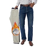 Fakanhui Men's Fleece Lined Jeans Winter Thermal Flannel Lined Jean Business Casual Dress Work Denim Jean