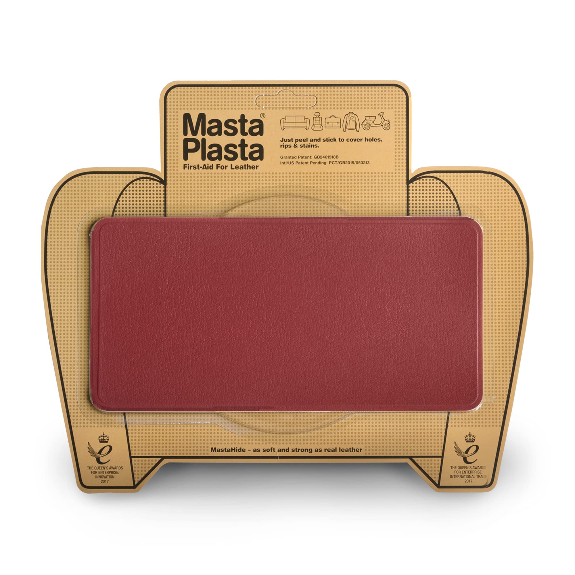 MastaPlasta Self-Adhesive Premium Leather Repair Patch - Red 20cm x 10cm (8in x 4in). Your All-In-One Instant Upholstery-Quality Leather Repair Kit for Sofas, Car Interiors, Bags & DIY