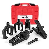 OMT Ball Joint Separator, Tie Rod End Tool Set, Pitman Arm Puller | Includes 5pc Popular Tools for Servicing Ball Joints, Tie Rods, and Pitman Arms, Red Case Black Puller